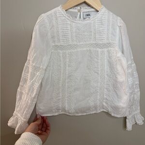 Zara Ivory Lace Button-Up Top
